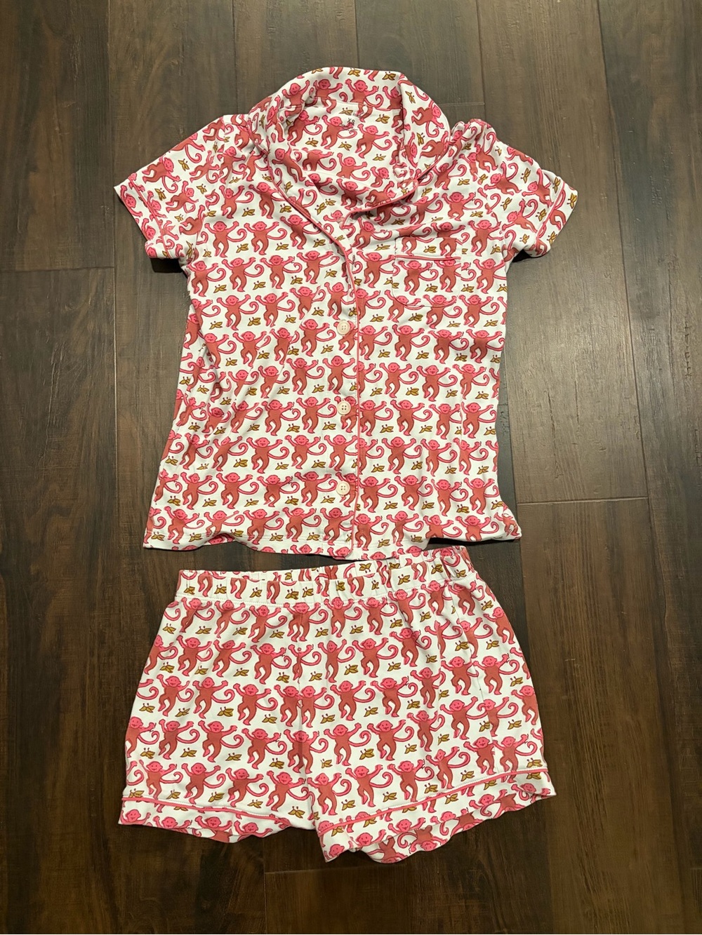 Roller Rabbit Monkey Polo Pajama Set Red White XS